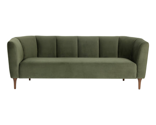 Sunpan Magnolia Sofa - Contemporary Design with Solid Oak Legs to Elevate Your Living Space Elegantly Evergreen