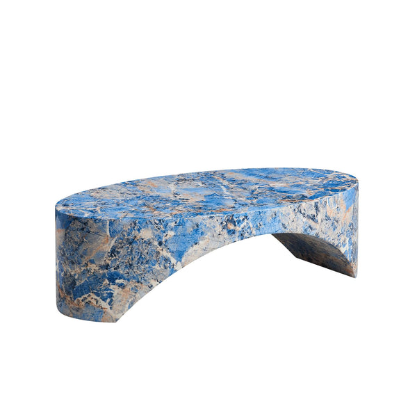 English Elm The Oval Marble Effect Fiberglass Coffee Table Low Profile Contemporary Living Room Blue W2085P374184