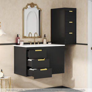 English Elm Wall Mounted Floating Cabinet with Adjustable Height and Modular Design for Custom Bathroom Storage Black N710P324099B