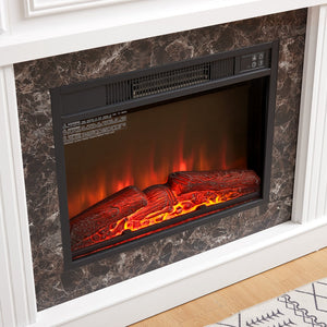 English Elm Electric Fireplace Mantel Surround with 23 Inch Insert Remote Raised Panel Wood Finish White W2275S00045