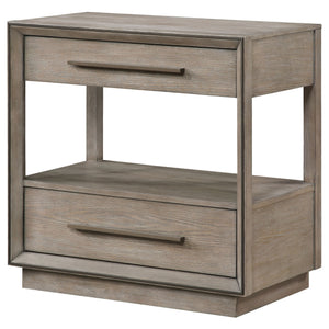 English Elm Prescott Modern Taupe Oak Nightstand with Mitered Trim, 2 Drawers + Open Shelf for Stylish Storage B062P375999
