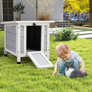 English Elm Modern Fir Wood Pet Hutch Weatherproof Retreat for Rabbits Cats and Small Dogs W2181P357601