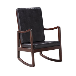 English Elm Raina Dark Brown Faux Leather Rocking Chair with Espresso Frame, Foam Cushions, 220lb Capacity B2726P242631