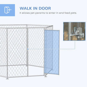English Elm Pawhut Galvanized Steel Outdoor Dog Run with Lockable Door for Large Breeds W2225P173779