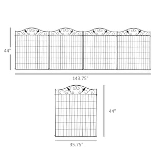 English Elm Outsunny Steel Vine Panel Garden Border Fence Set Powder Coated Yard Edging 4 Pack W2225P174526