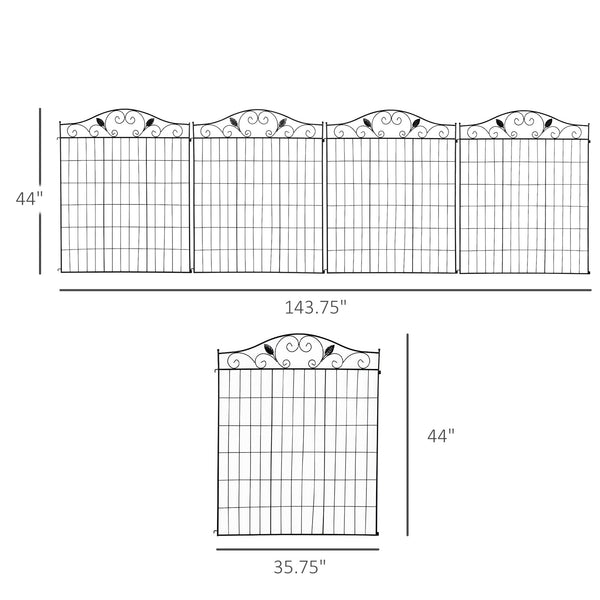 English Elm Outsunny Steel Vine Panel Garden Border Fence Set Powder Coated Yard Edging 4 Pack W2225P174526