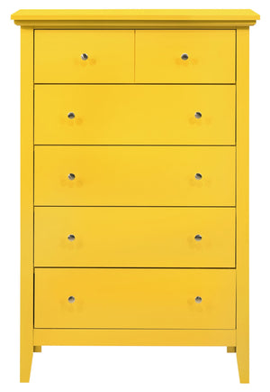 English Elm Hammond G5402-CH Chest in Vibrant Yellow — 48"H Dovetailed Drawers, Nickel Hardware, Compact Storage B078108297