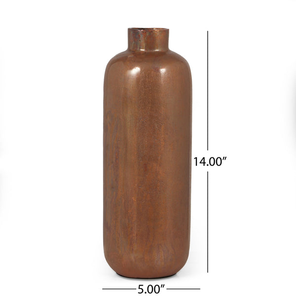 English Elm Christopher Knight Home® - Bottle Copper Aluminium Vase – Sleek Decorative Bottle Vase 16.5x7.5 cm Modern Metallic Centerpiece (Copper) 71674.00