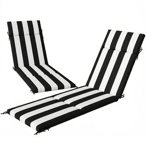 English Elm Garden Chaise Lounge Cushions Set of 2 Striped Polyester Uv Resistant Outdoor Patio White+Black T3971P475765