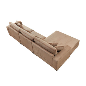 English Elm 148.03'' Mid Century Modern 4 Seat Sectional Sofa with Reversible Chaise for Living Room Brown W876S00328