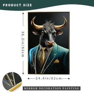 English Elm Executive Blue Buffalo Canvas Wall Art - Dapper Green Portrait in Tailored Suit, Premium Gallery Wrap for Office, Home, Study Decor W3374P322228