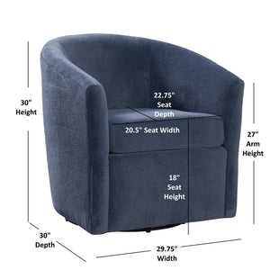 English Elm Oaklynn Barrel Swivel Accent Chair in Durable Performance Fabric — Stain-Resistant, 360° Comfort Navy B050P281008