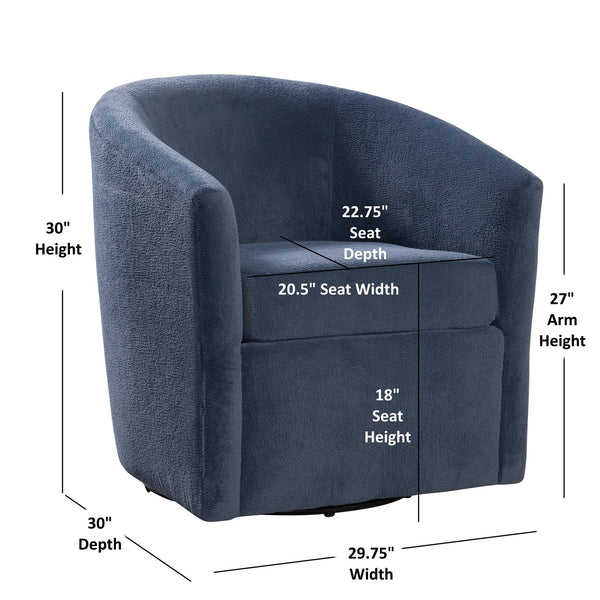 English Elm Oaklynn Barrel Swivel Accent Chair in Durable Performance Fabric — Stain-Resistant, 360° Comfort Navy B050P281008