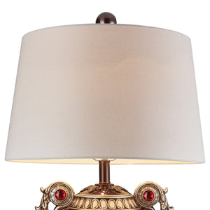English Elm 29.5" Polyresin Table Lamp with Chestnut Geometric Weave Finish, Oval White Fabric Shade, UL Listed Multicolor B072116213