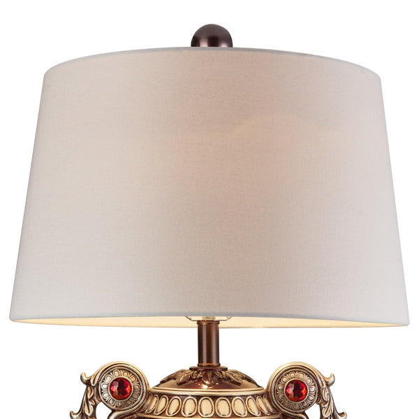 English Elm 29.5" Polyresin Table Lamp with Chestnut Geometric Weave Finish, Oval White Fabric Shade, UL Listed Multicolor B072116213