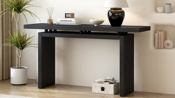 English Elm U_Style Modern Ash Veneer Console Table - Sleek, Minimalist Design For Entryway & Living Room Décor N711P241324B-GIGA