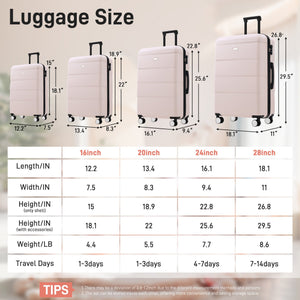 English Elm 6 Piece Hardshell Abs Travel Set with Spinner Wheels Combination Lock and Toiletry Bag Light Pink N732P391314U