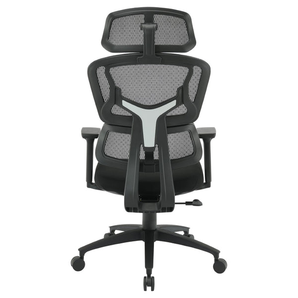 OSP Home Furnishings Mesh Back Ergonomic Manager Chair with Lumbar Support Adjustable Headrest and Padded Seat EM98958HR-3