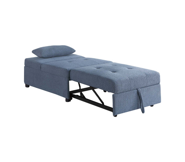 English Elm Convertible Sofa with Pull-Out Bed, Sleek Armless Sherpa Upholstery, Cozy Plush Pillow Included Blue Gray 45 L x 33 W x 17 H B089P240524
