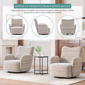 English Elm Modern Boucle 360° Swivel Leisure Chair with High‑Resilience Sponge, Supportive Curve, 550lb Capacity khaki W395P355481