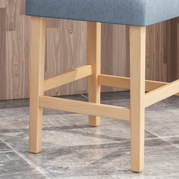 English Elm Christopher Knight Home® - Vienna Tufted Wingback Counter Stools Set of 2 — Elegant Fabric Seating, Button-Tufted Comfort, Durable Rubberwood Frame Light Blue+Natural 64853.00LBLU