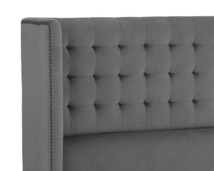Sunpan CAIRO Bed - Queen - Luxurious Antonio Charcoal Upholstered Design with Nailhead Trim & Comfort 105565