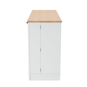 English Elm Trexm Multifunctional Sideboard with Pull Out Bottle Rack Adjustable Shelves Kitchen Storage White XW000026AAK