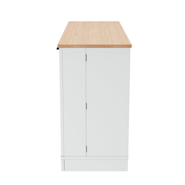 English Elm Trexm Multifunctional Sideboard with Pull Out Bottle Rack Adjustable Shelves Kitchen Storage White XW000026AAK