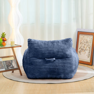 English Elm Bean Bag Lounge Chair Oversized Corduroy Shredded Foam Armrest Adult Floor Sofa Blue W2510P237807