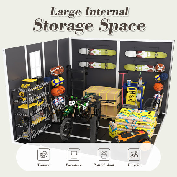English Elm Campcraft 8x8 Ft Resin Storage Shed Thick Pp Panels Lockable Door Uv Resistant Outdoor W1598S00024