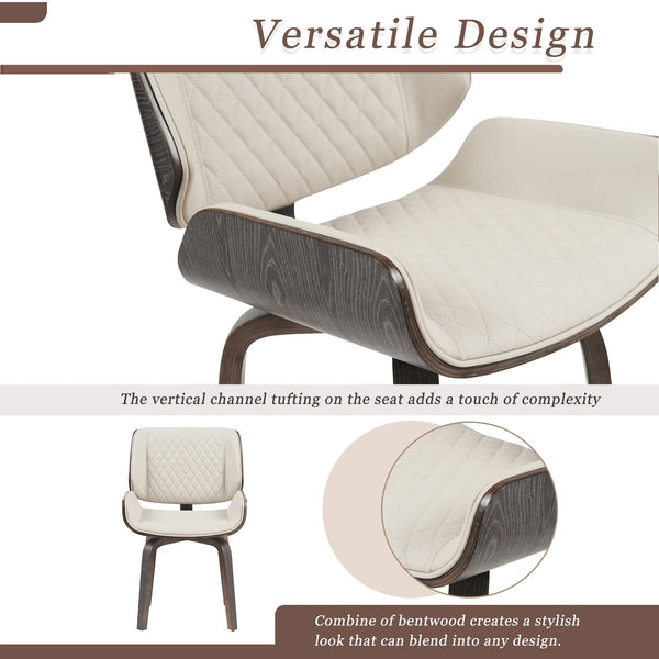 English Elm Mid-Century Modern Dining Chair Set Of 2 - Ergonomic 360° Swivel, Plush Pu Leather For Ultimate Comfort N842P290057A