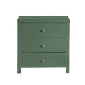 English Elm Nevarre 3-Drawer Nightstand with Brushed Gold Knobs, Solid Dovetail Drawers, No Assembly Needed Antique Green B050P376960