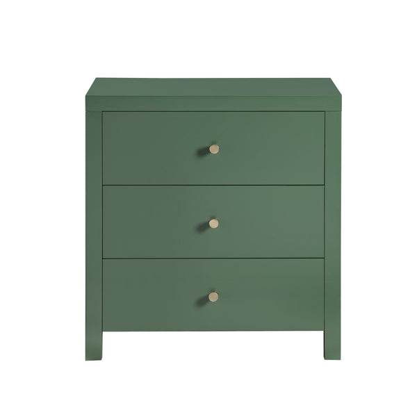 English Elm Nevarre 3-Drawer Nightstand with Brushed Gold Knobs, Solid Dovetail Drawers, No Assembly Needed Antique Green B050P376960