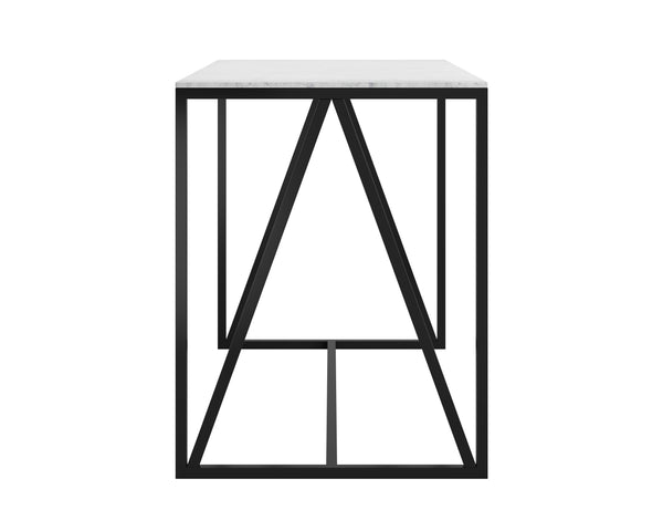 Sunpan Abel Counter Table - Contemporary Design with Stunning White Marble Top for Modern Interiors Black
