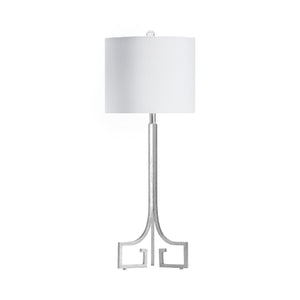 Crestview Collection 33.75"Th Lux Table Lamp - Elegant Silver Metal Design With Classic White Shade & 3-way Socket Options   Cvaer874a