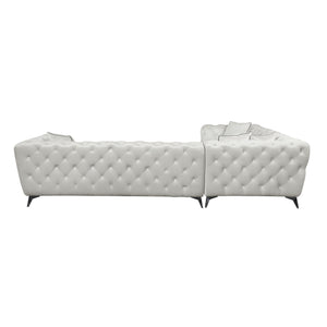 English Elm Atronia Beige Sectional Sofa with 4 Pillows — Button Tufted Fabric, Pocket Coil Seats, Removable Covers B2726S00353