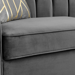 English Elm 81" Tufted Velvet Chesterfield Sofa with Gold Steel Legs for Elegant Living Rooms W1191S00064