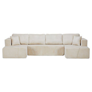 English Elm U Shape Modular Sectional Sofa Corduroy Upholstered Minimalist Living Room Couch W1919S00003