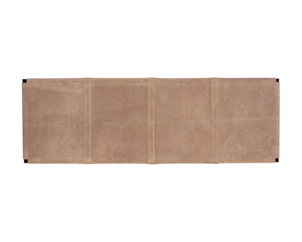 Sunpan ELON Bench - Artisan Light Tan Suede Leather Seating for Modern Entryway, Bedroom, or Living Room 110370