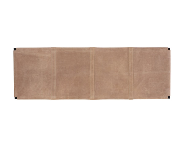 Sunpan Elon Bench - Minimalist Leather Design with Matte Black Base, Handcrafted Elegance for Any Space Suede Light Tan Leather