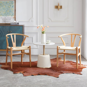 English Elm STARY Solid Wood Wishbone Dining Chair with Ergonomic Curved Back & Armrest, Eco-Friendly Comfort Natural T3623P380950