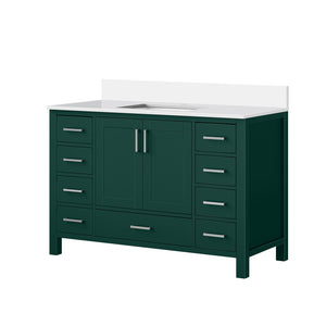 English Elm Green 48 in. Bath Vanity with Cultured Marble Top, Solid Wood, Soft-Close Drawers & Ample Storage B2731P259070
