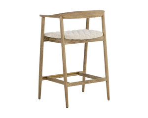 Sunpan Jeremy Counter Stool – Sleek Mid-Century Design in Acacia Wood with Unique Natural Textures and Character Weathered Oak / Dove Cream