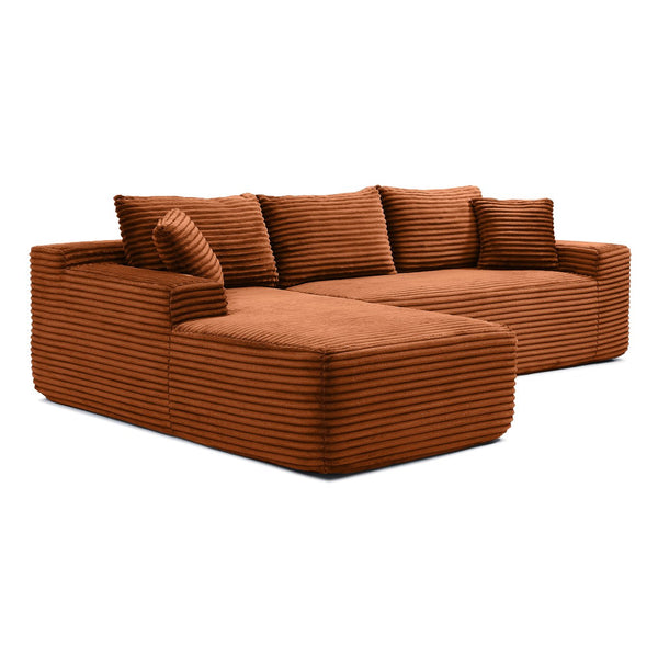 English Elm 105'' Modular L-shape Sectional Corduroy Couch Deep Seat Lounge for Living Room W1117P387757