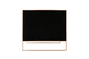 English Elm Trillium Velvet Loveseat with Gold Stainless Steel Frame, Vertical Stitching & High-Density Foam Upholstery Black B365P398094