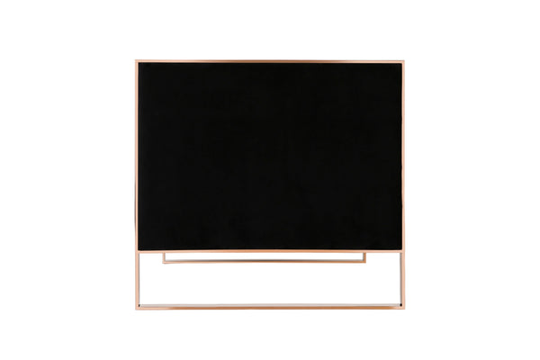 English Elm Trillium Velvet Loveseat with Gold Stainless Steel Frame, Vertical Stitching & High-Density Foam Upholstery Black B365P398094