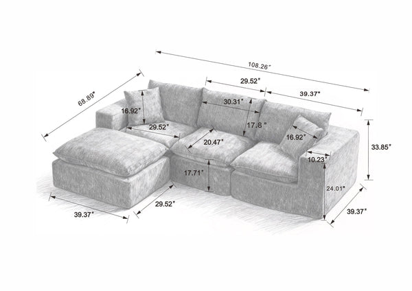 English Elm Modern Chenille Cloud Sofa - Stylish Comfort, Modular Design For Homes, Offices & Apartments W3396S00045