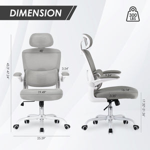 English Elm Ergonomic Office Chair With Adjustable Lumbar Support, Flip-Up Armrests & Stylish Modern Design T3623P380905