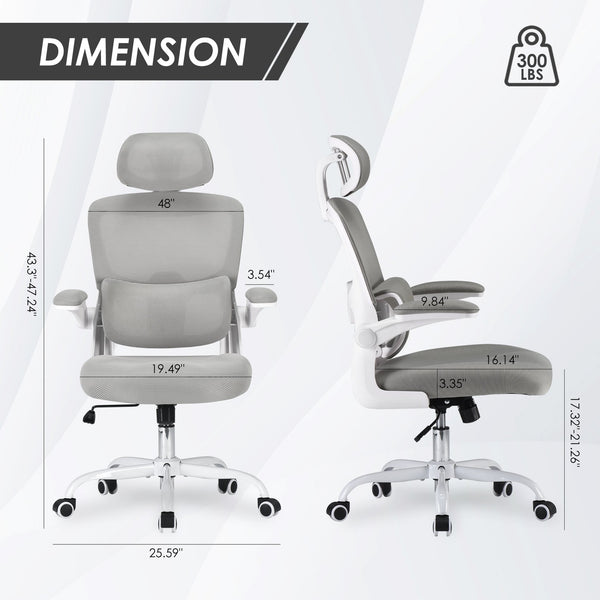 English Elm Ergonomic Office Chair With Adjustable Lumbar Support, Flip-Up Armrests & Stylish Modern Design T3623P380905