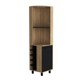 English Elm Corner Bar Cabinet Cleveland, Living Room, Natural Oak / Black